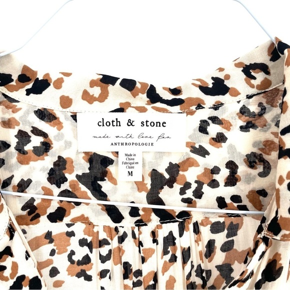 ANTHROPOLOGIE Cloth & Stone Lana Leopard Buttondown Long Sleeve Lightweight Top - Picture 7 of 8
